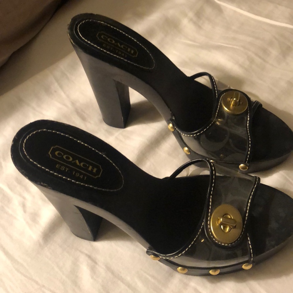 Coach open toed high heels sandals